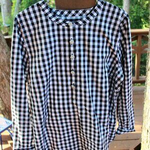 Talbots black and white top with rhinestone buttons- XL